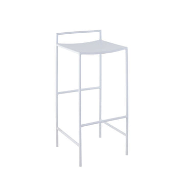 Svelte 30" Coastal Contemporary Iron Saddle-Seat Low-Back Bar Stool with Foot Rest - JONATHAN Y